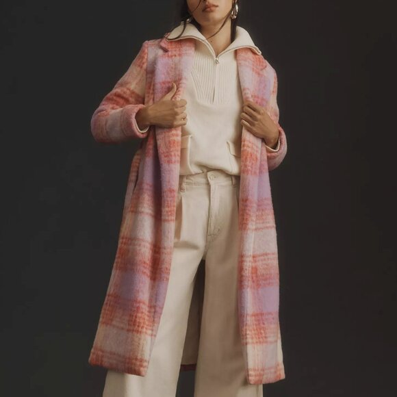 Anthropologie Jackets & Blazers - Anthropologie Hutch Pink & Purple Plaid Tie-Waist Coat Medium